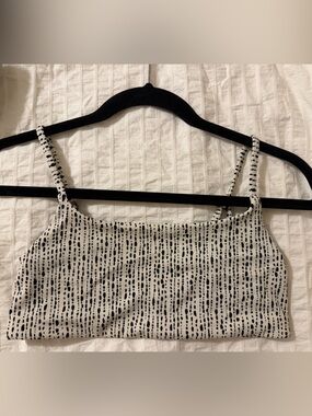 Athleta Black and White Speckled Bikini Top